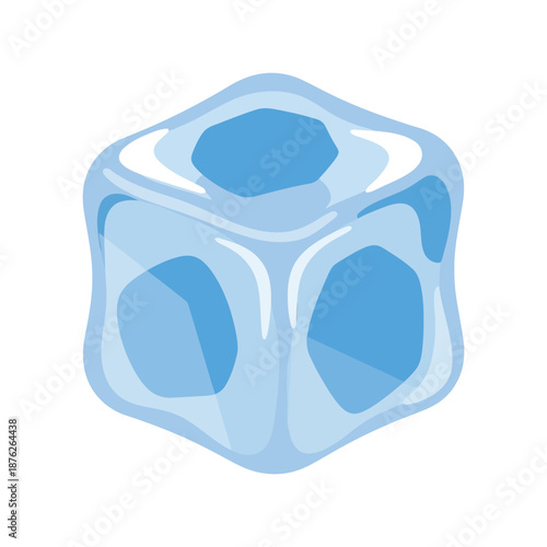 Ice cube vector clipart isolated, blue frozen water illustration for drinks and cocktails