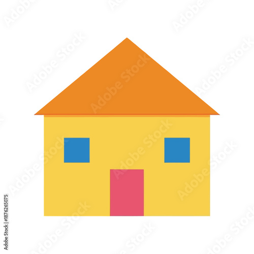 Simple house vector clipart with yellow walls and orange roof for real estate design
