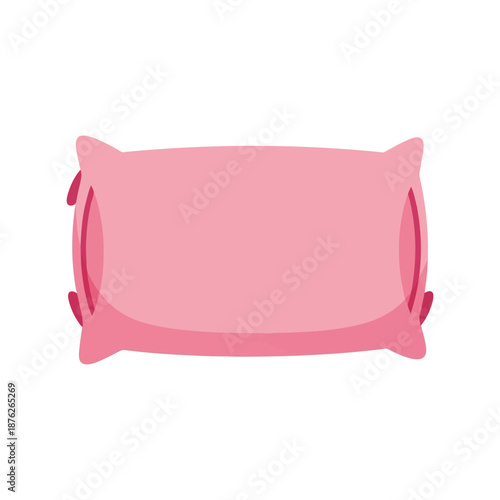Pink pillow vector clipart isolated on white, soft cushion illustration for decor