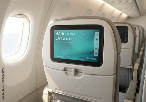 Airplane Seats With Onboard Screens Mockup PSD