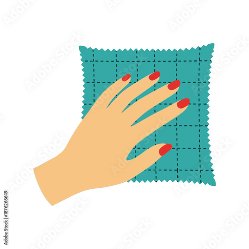 Hand cleaning with cloth vector clipart, flat style hygiene illustration