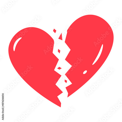 Vivid Red Broken Heart Symbolizing Pain and Loss