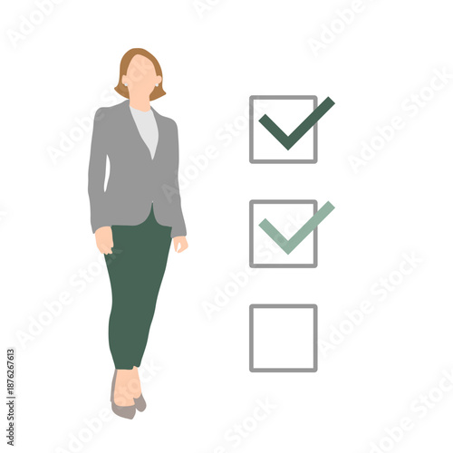 チェックリストを確認する担当者のイラスト