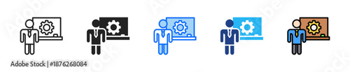 On Job Training Icon Set Multiple Style Collection