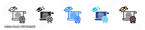 Internship Certificate Icon Set Multiple Style Collection