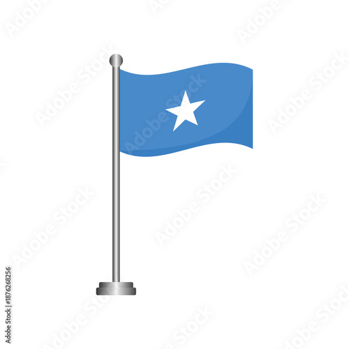 Somalia Flag Waving on Flagpole Vector