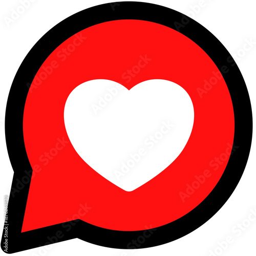 Heart icon in a speech bubble, representing love, emotion, and communication, perfect for social media and messaging apps