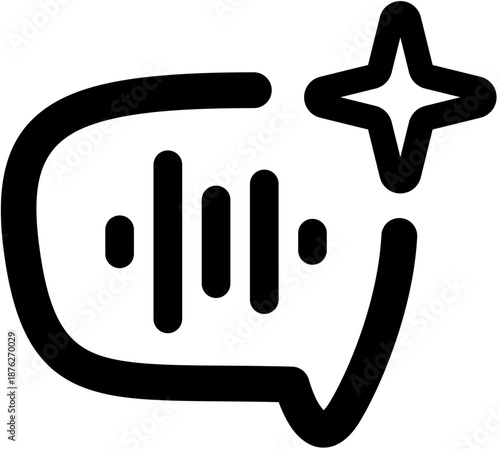 Enhanced audio quality voice message icon, symbolizing premium sound communication, excellent auditory experience, and sparkling digital content feedback