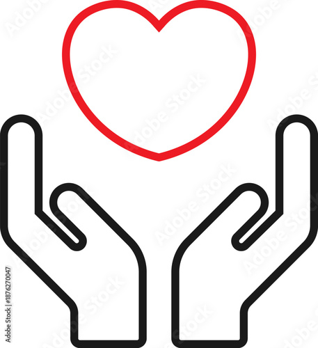 Caring Hands and Heart Icons for Charity, Wellness, and Community Support