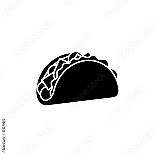 Black taco shell with white design isolated on white background, Vector
