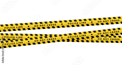 Police Line Do Not Cross Barrier Tape with Yellow and Black Caution Stripes for Danger Area Background