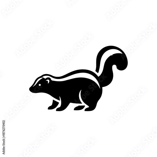 Stylized skunk walking isolated on white background, Vector