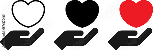 Caring Hands Holding Heart Icons