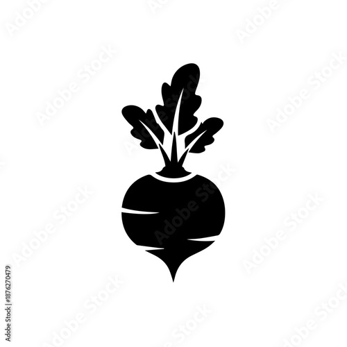 Simple silhouette of a radish isolated on white background, Vector