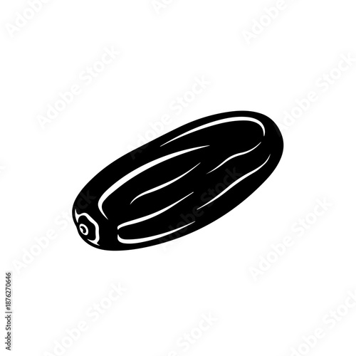 Black oval bead with hole isolated on white background, Vector