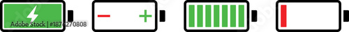Universal Battery Level and Energy Charging Status Icon Set