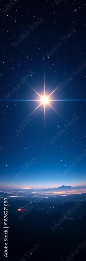 Fototapeta premium A lone, bright star shines amidst a field of countless distant galaxies, deep space, cosmic