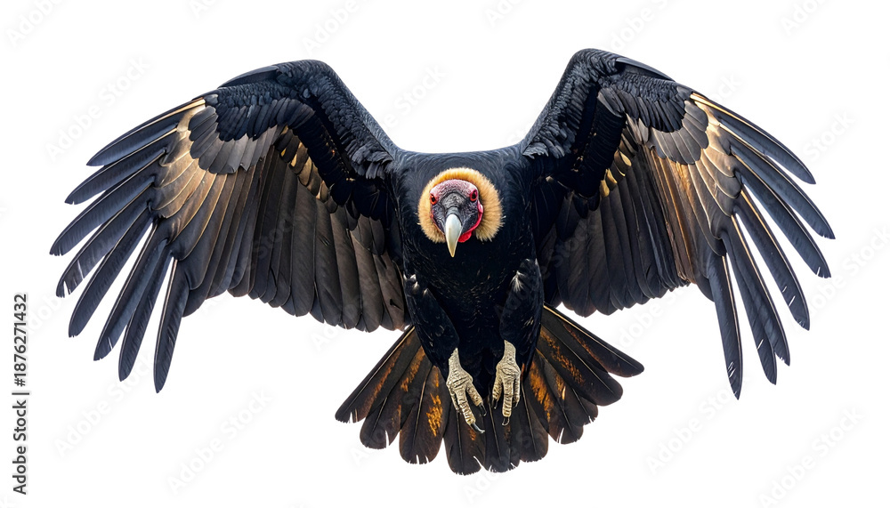 Naklejka premium Vector illustration of a wild bald eagle with spread wings flying in the sky as a symbol of nature and freedom