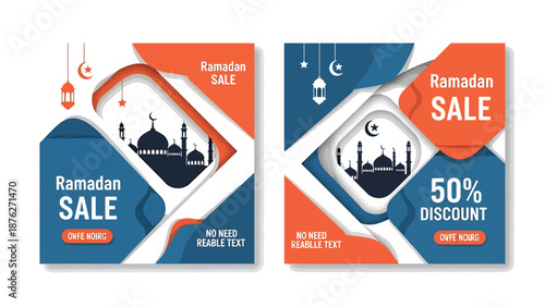 Ramadan Sale Banner Template Set with Mosque