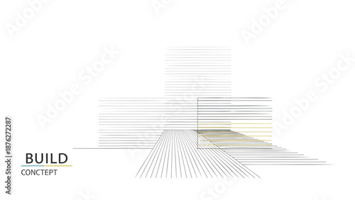 Modern architectural concept with build and construct elements