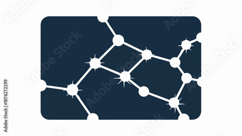White molecular structure on a dark blue background