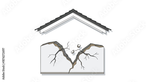 Cracked foundation of a house with damaged walls