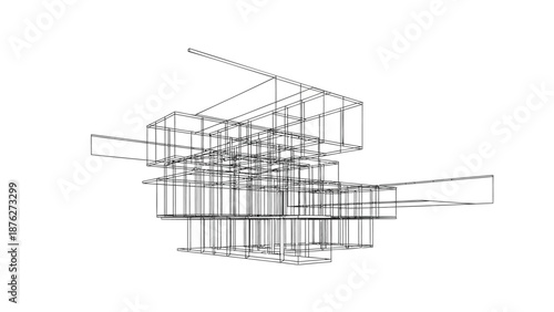 Modern architectural design concept with abstract wireframe structure
