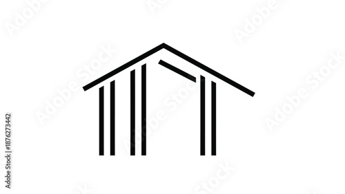 Simple black icon of a house with columns