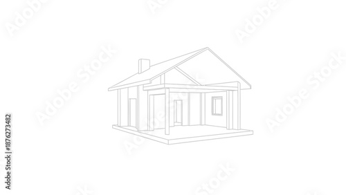 Modern house with porch and chimney