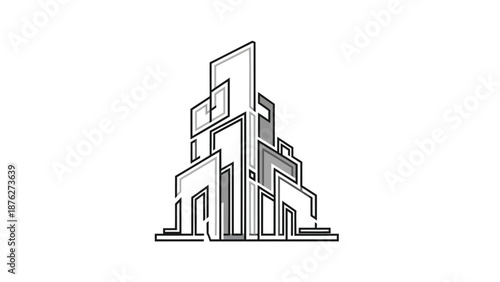 Modern abstract building design with geometric shapes