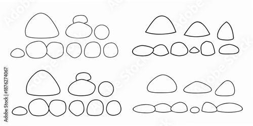 Simple black and white drawing featuring various shapes and circular patterns