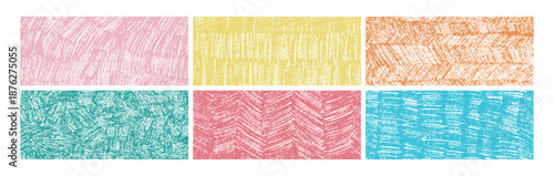 Grunge crayon texture featuring chalk-like strokes and distressed borders, ideal for kid-friendly designs. Color vector illustration.