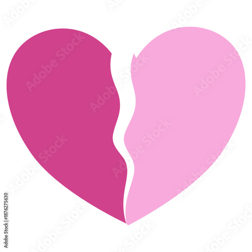 Broken Heart Illustration with Pink and Dark Pink Colors.