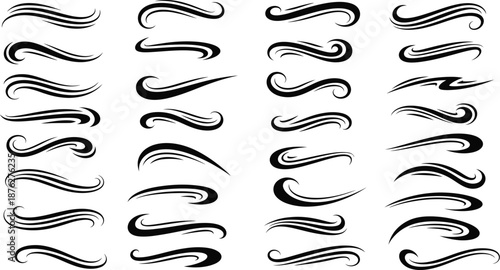 Elegant set of black decorative flourishes and swash elements for typography and wedding invitations