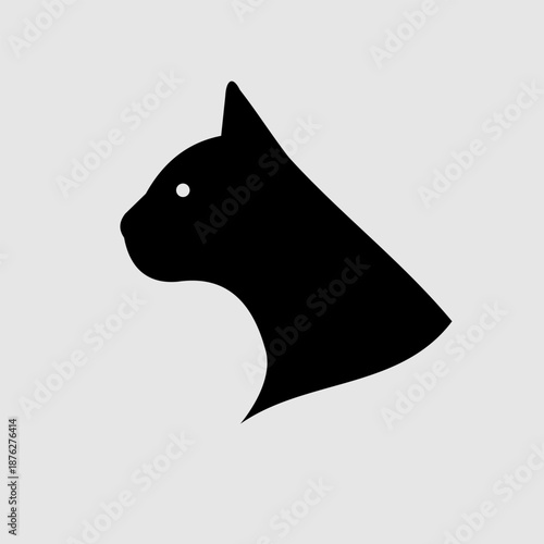 Cat Head Silhouette Illustration In Side Profile