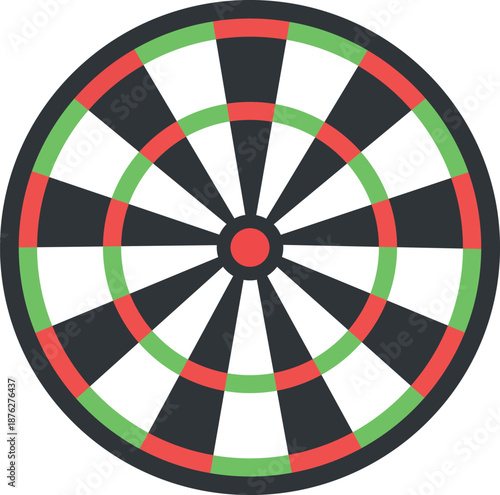 Vibrant dartboard with red, green, and black sections on white