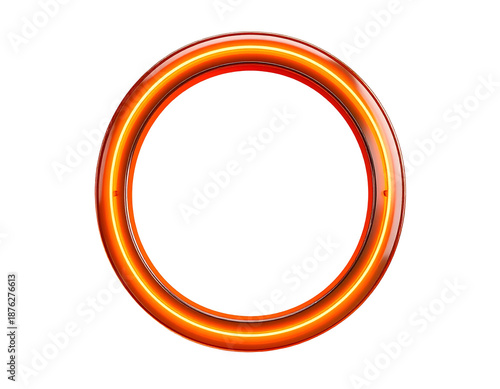 Glowing orange double neon circle isolated against a black background