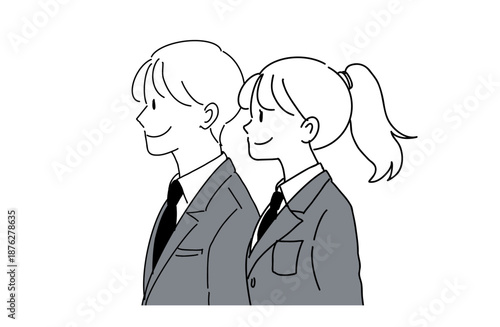 未来を見つめる制服姿の高校生男女の横顔