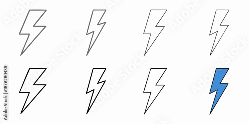 Simple lightning bolt illustrations with one colored variation shown