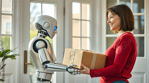 Humanoid Robot Assisting in Modern Home Interior