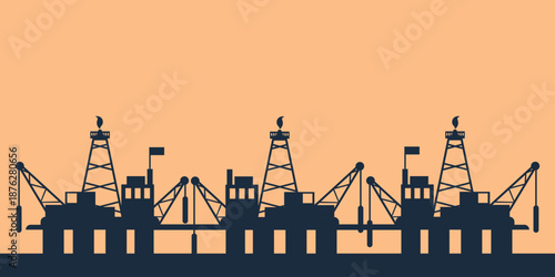 Background oil and gas platform on layout with rig