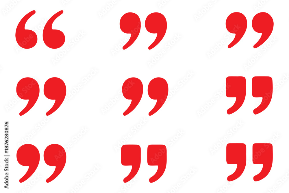 Naklejka premium Quotation marks icon set vector collection black symbol illustration on transparent background