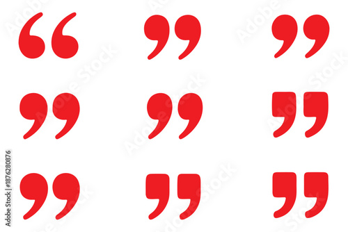 Quotation marks icon set vector collection black symbol illustration on transparent background