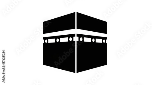 Kaaba Cube Silhouette Isolated on White Background