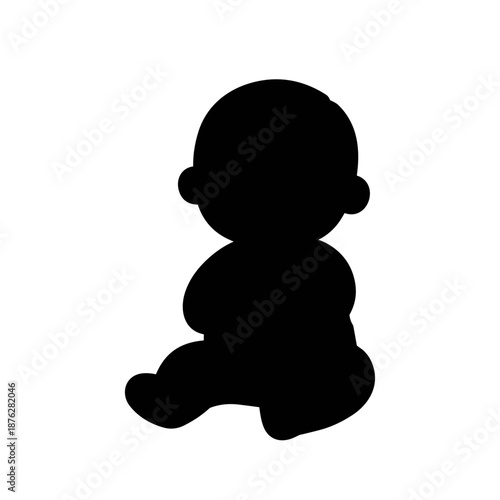 Baby sitting silhouette on a transparent background.