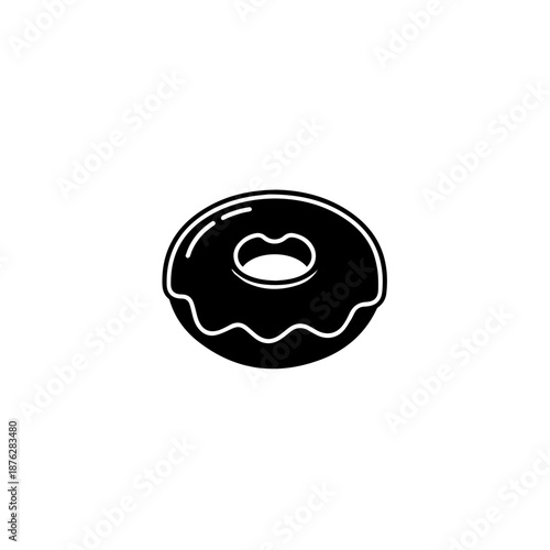 Black and white scalloped button isolated on white background, Vector