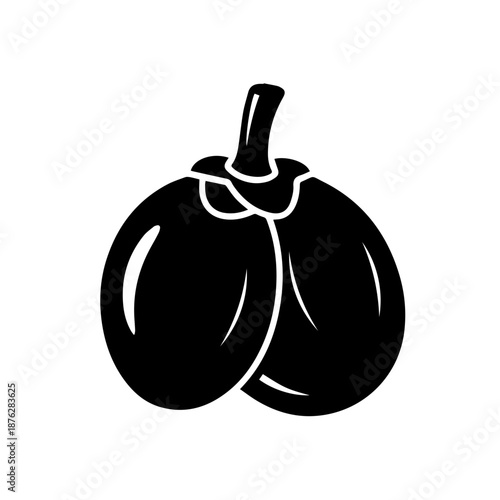 Two black eggplants isolated on white background, Vector