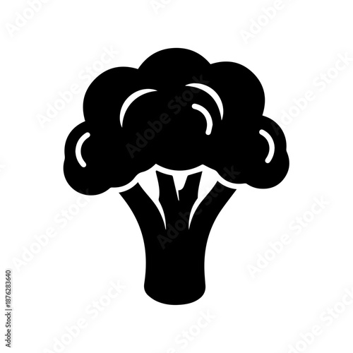 Black silhouette of broccoli isolated on white background, Vector