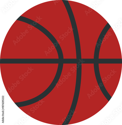 Flat Red Basketball Ball Icon Vector Illustration Isolated