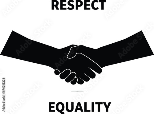 Silhouetted handshake illustration symbolizes the essential concepts of mutual respect and foundational equality between two individuals or parties.